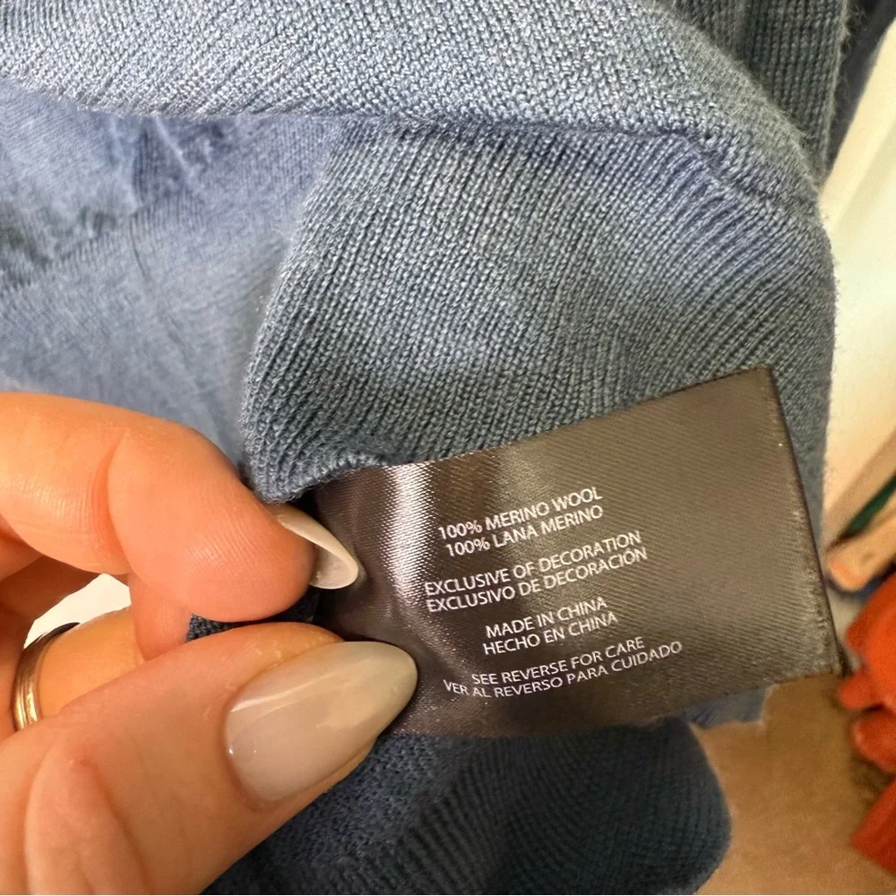 Banana Republic Men's 100% Merino Wool Blue‎ Crewneck Sweater Business Casual L
